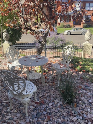 Private garden with seating area