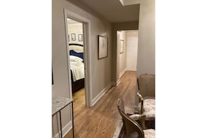 Layout of the apartment from front door looking down the central hallway