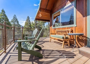 Large deck with mountain views