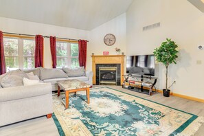 Living Room | Main Level | Smart TV | Fireplace | Foosball Table