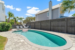 Private pool with plenty of seating