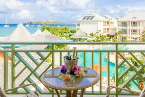 Balcony with pool view