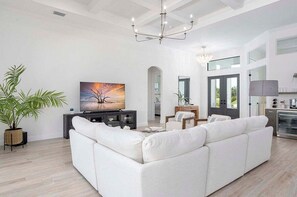 Living Room with Cozy Couch and Smart TV