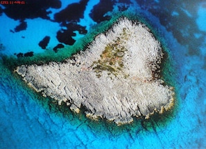 The heart-shaped island off Methoni.