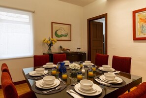 You will feel right at home when you eat any of your meals in the dinning table