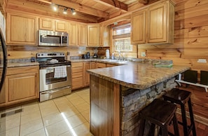 Custom Kitchen for your meals anytime! - View of kitchen and island/bar