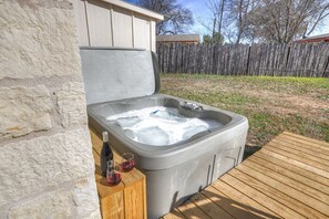 Enjoy some great Texas Wine and gaze at the stars while soaking in the hot tub