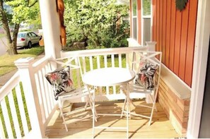 Sip your morning hot beverage on the front porch as you watch the world go by.