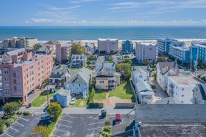 Arial picture that shows the distance from the beach