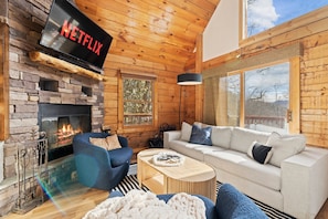 cozy up and unwind in the warm and inviting ambiance of our charming cabin