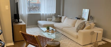 Livingroom with wrap around couch