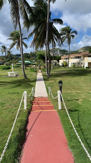 Walkway of resort leading to resort gazebo