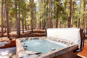 Soak in the private four-person hot tub!