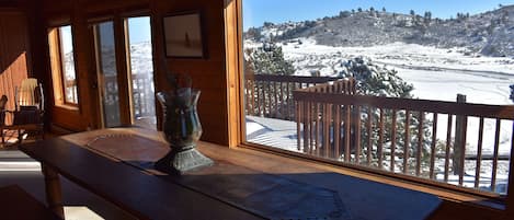 Dining Room and Office area overlooking deck and stunning 180 degree views