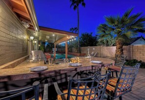 Outdoor grill and island to entertain