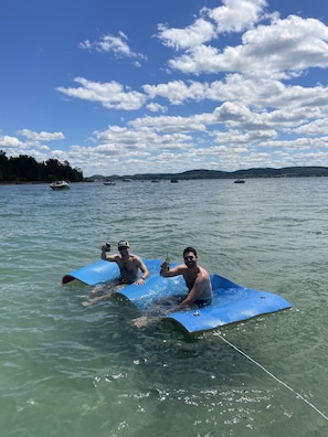In the lake!