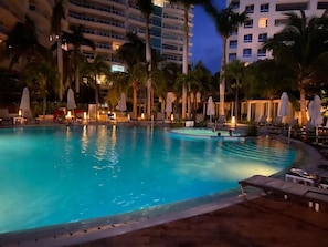 Adult pool at night