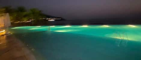 Infinity pool at night