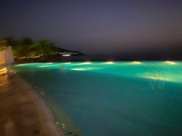 Infinity pool at night