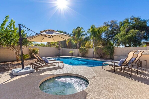 Bask in the sunlight by the pool