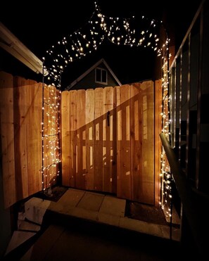 Front gate at night
