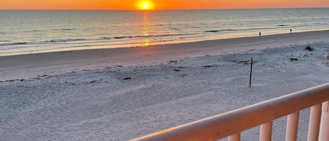 Direct beachfront view from your private balcony at "Sunsets on the Shores"