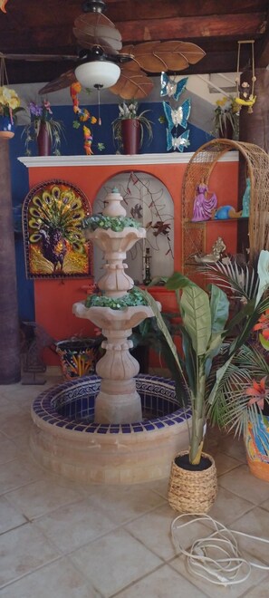 COLORFUL GARDEN FOUNTAIN ENTRANCE.