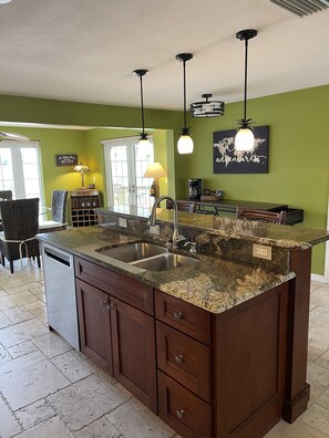 Well-stocked kitchen.