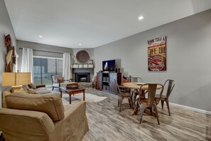 Living room and dining area.