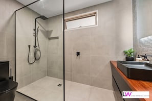 Trendy ensuite with oversized shower