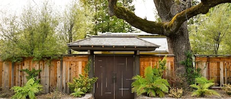 Serenity awaits.  Your own garden oasis behind the private gate.