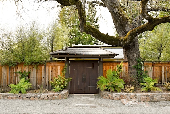 Serenity awaits.  Your own garden oasis behind the private gate.