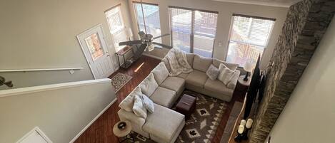 View of the living room from the loft