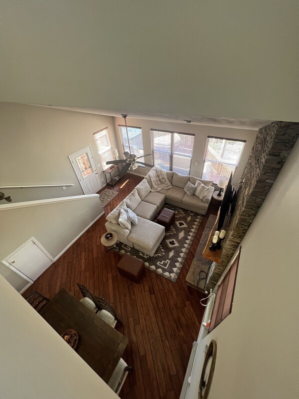 View of the living room from the loft