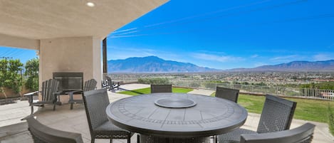 Patio views towards Mt. San Jacinto and the Cabazon-San Gorgonio pass.