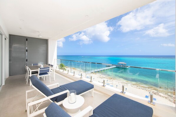 Private balcony overlooking the ocean. 