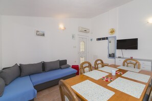 Dining area and living room