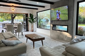 Enjoy the big game while relaxing by the fire and enjoying big sound over the ceiling speakers