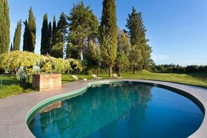 External view of the villa with pool