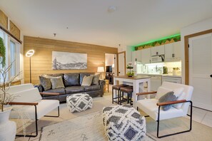 Living Room | Electric Heating | Window A/C | Free WiFi | Queen Sleeper Sofa
