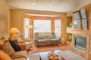 Living room with dual TV setup 