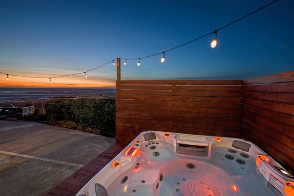 Outdoor hot tub by the ocean