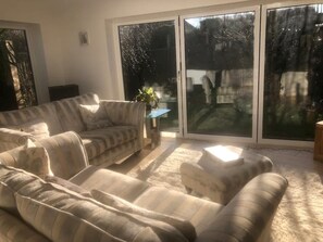 South facing sunshine beaming into the sun room 