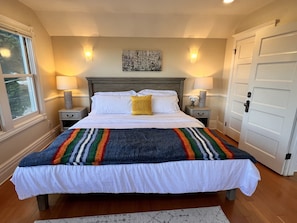 Main Bedroom with king bed - avocado organic 14 inch mattress.