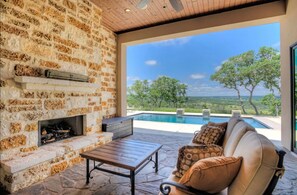 Enjoy a cozy conversation in the outdoor patio. 