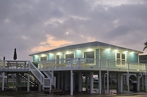 New soffit lights with night-light feature to enjoy evenings on the huge deck!!