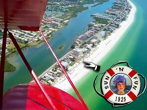 Emerald green Gulf of Mexico looking down form a bi-plane