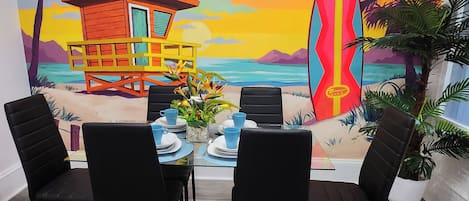 A Tropical beach mural painted by local artist.  A special Instagram moment.  