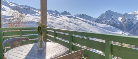 Scenic balcony setting to enjoy the serene mountain landscape and crisp air.