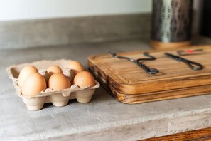 Farm fresh eggs will be available during your stay.